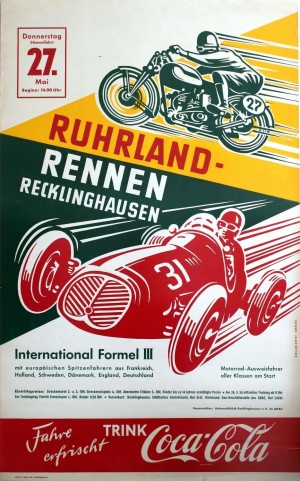 Original Vintage Car and Motorcycle Racing Poster